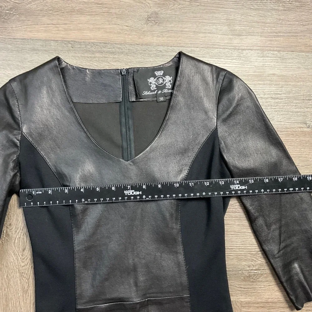 Schunk & Rosenfeld Lamb Leather Panel Shift‎ Dress EU 36 Small Moto Classy Edgy